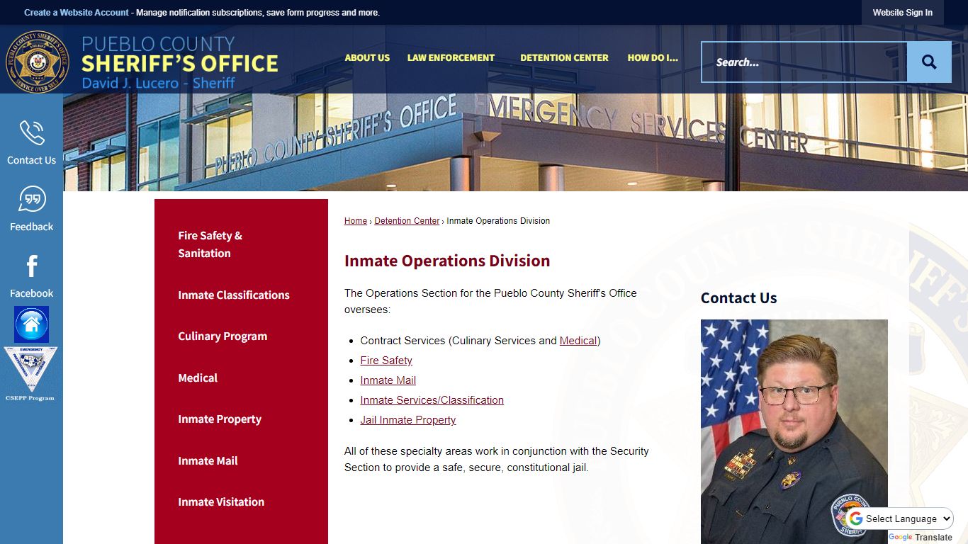 Inmate Operations Division | Pueblo County Sheriff, CO